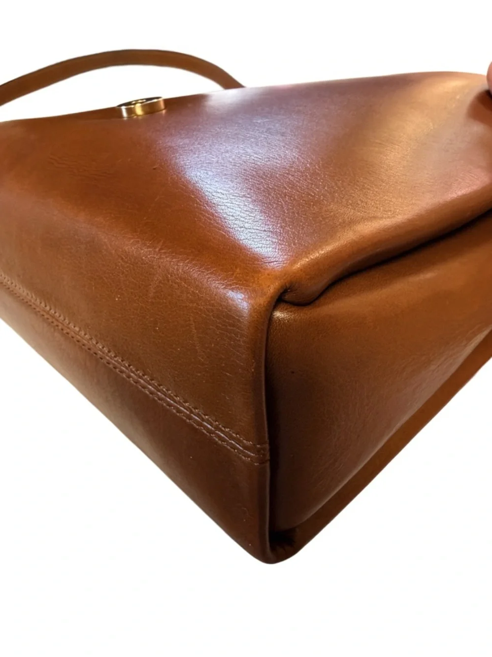 Celine Calfskin Leather Flap Bag with Gold Celine Logo Charm - Picture 7 of 15